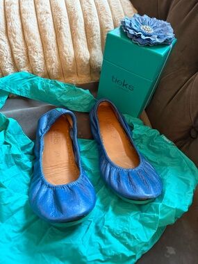 Tieks Blue Leather Ballet Flats